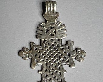 Koptisches Kreuz Silber groß 68mm Äthiopien antik 21,7g Kreuzanhänger Vintage Schmuckrausch 1885