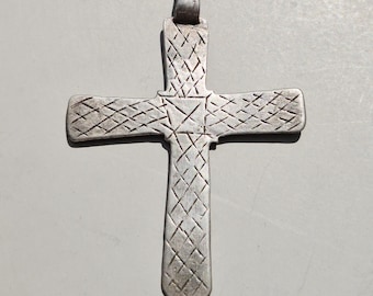 Old cross pendant Ethiopia • Wearable on both sides • Silver alloy 64mm 1613