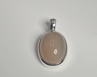 Simple moonstone pendant, 925 sterling silver, cabochon, Schmuckrausch Vintage 0200