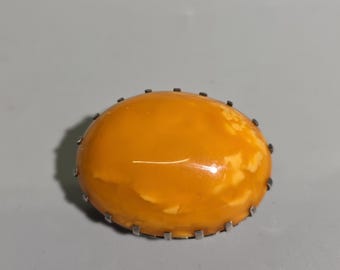 Antique Art Nouveau Baltic Amber Brooch – Natural Butterscotch Amber in Silver – Art Nouveau Jewelry I SR1015