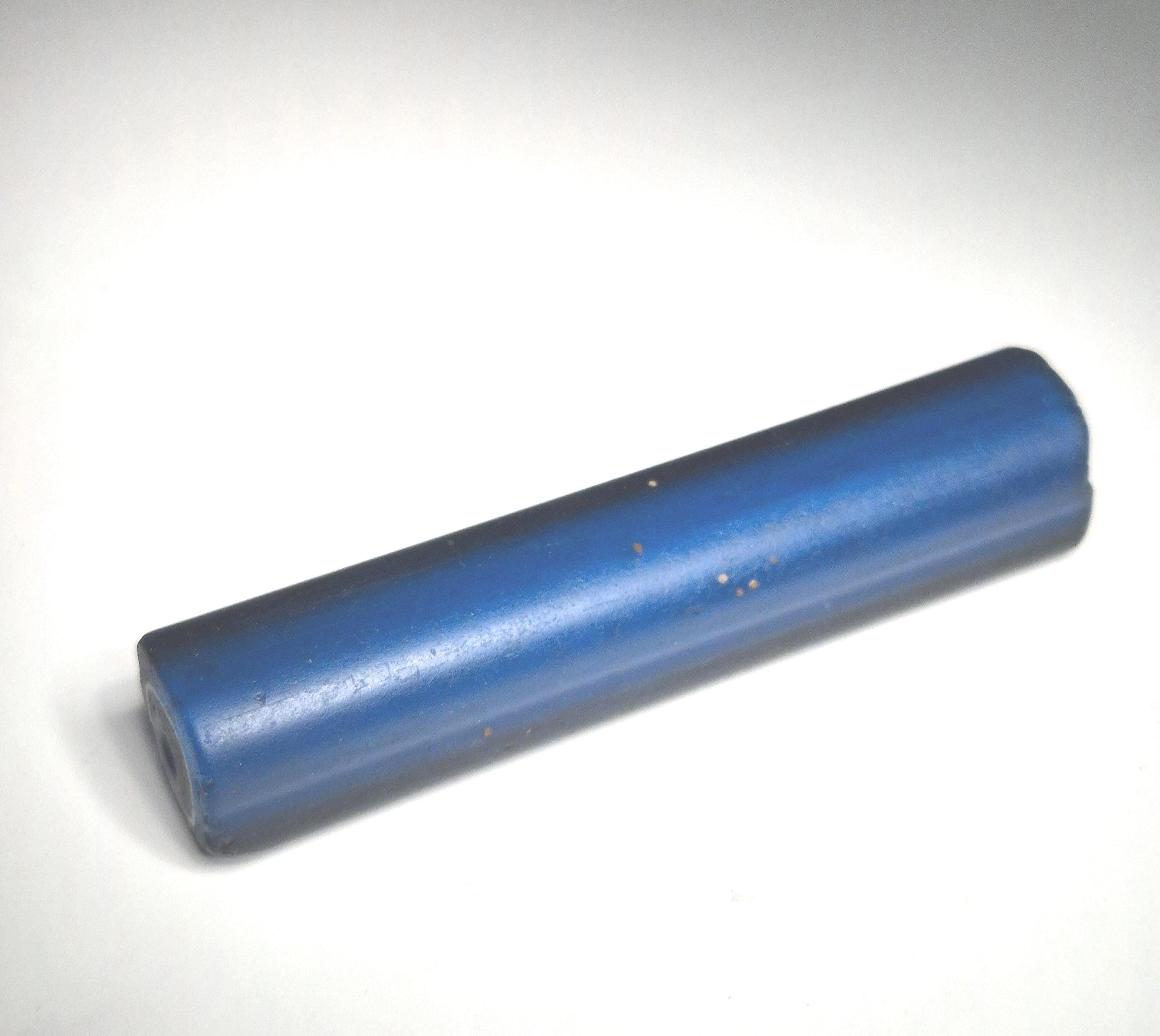 very large antique Nueva Cadiz glass bead blue 594