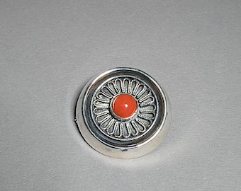 Antique 835 Silver Brooch Genuine Italian Mediterranean Coral Handmade Vintage Art Deco Jewelry Schmuckrausch Vintage 0370