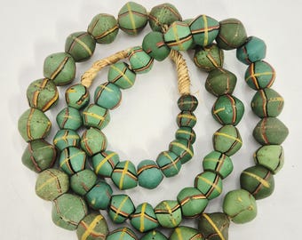 Antique King Beads strand of Murano glass beads, 56 beads, 84 cm, pattern card 1865, collector's strand, Schmuckrausch Vintage 1986