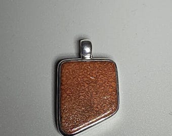 Dinosaur Bone Pendant, Fossilized Silver 925 USA Fossil Jewelry Rush Vintage 0171