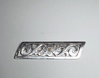 Art Nouveau costume brooch, 935 silver, openwork floral design, 55 mm, circa 1900, Schmuckrausch Vintage 0071