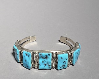 Vintage Native American Turquoise Cuff Bracelet Sterling Silver Southwest Jewelry Pawn Style USA Tribal Spirit Gallery