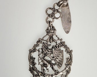 Skirt pin silver 835 with Bavarian lion & coat of arms – Baroque costume jewelry Schmuckrausch Vintage 1812