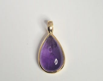 Amethyst pendant, gold-plated, 925 sterling silver, teardrop cut, 5.7 mm, eyelet, Schmuckrausch Vintage 0069
