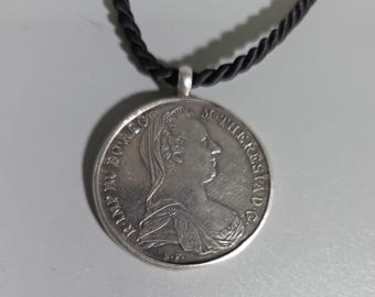 Maria Theresa Thaler Necklace – 925 Silver Coin Pendant – Austrian Trachten Jewelry – Oktoberfest Necklace I SR1009