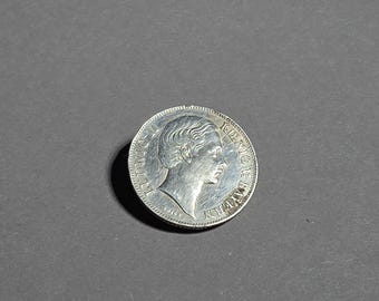 Antique silver brooch made from a 1/2 gulden silver coin | Ludwig II of Bavaria | Traditional costume jewelry | Vintage jewelry I 1083