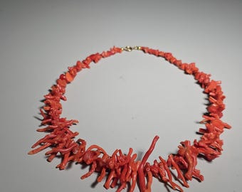 Vintage coral necklace, branch coral, Italy 1950s, red, 50 cm, natural coral, Schmuckrausch Vintage 0729