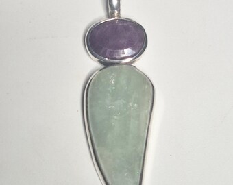 Pendant Ruby Aquamarine Silver 925 Unique 81