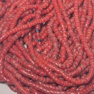 Antik Seedbead Barnhalsband, 27-trådiga röda glaspärlor, etnografiska Himalaya-smycken, Schmuckrausch Vintage 0055 bild 3