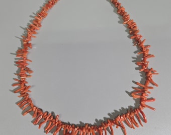 Vintage Sardinian Branch Coral Necklace – Natural Orange Coral – Italy 1950s