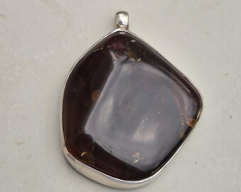 Sumatran amber pendant – fluorescent amber from Indonesia – 925 silver eyelet – approx. 20 million years old – 25.37g I 1505