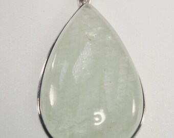 Aquamarine pendant 925 silver | Inverted drop, pastel green & milky | Large and simple | Unique piece 1767
