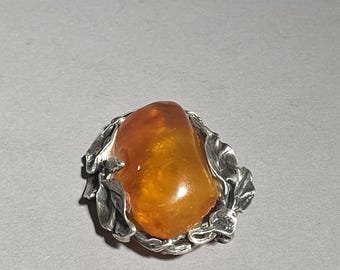 Art Nouveau Baltic Amber Brooch Sun Spangles Untreated Baltic Amber Silver Germany – Schmuckrausch Vintage 1927