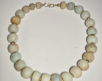 Necklace glass beads from Amsterdam opal glass trade beads from Africa silver 925