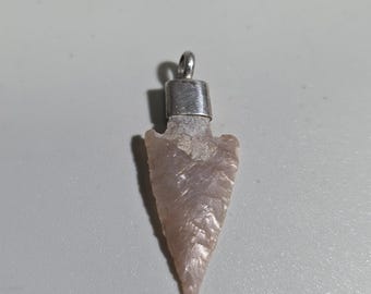 Stone Age Sahara Arrowhead Pendant, Vintage Silver Setting, Prehistoric Stone Point, Bali Workshop Circa 2000 I SR0062