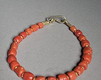Coral bracelet 20 cm | Untreated Mediterranean coral | Italian vintage | Red bracelet | Natural coral | Schmuckrausch Vintage 0753