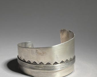 Vintage Navajo Sterling Silver Cuff Bracelet A. Marton Wide Sterling Bracelet Schmuckrausch Vintage 0959