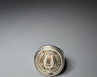 Silver signet ring Lyra traditional costume marching band uniform button ring size 55 Tribal Spirit 0042