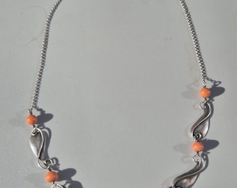 Art Nouveau necklace in 800 silver with coral beads, 8.35 g – Sardinian coral, handmade around 1910 – Schmuckrausch Vintage 0017