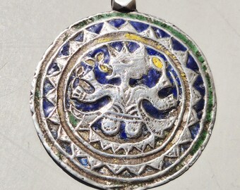 Kennauri Goddess Pendant • Himachal Pradesh • Four-armed Goddess in Lotus Flower • Tribal Amulet • India I 1620