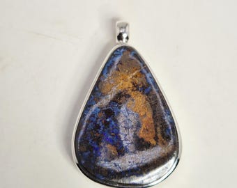 Boulder Opal Pendant Queensland Ironstone 925 Silver Unique Piece Silvery Schmuckrausch Vintage 0088