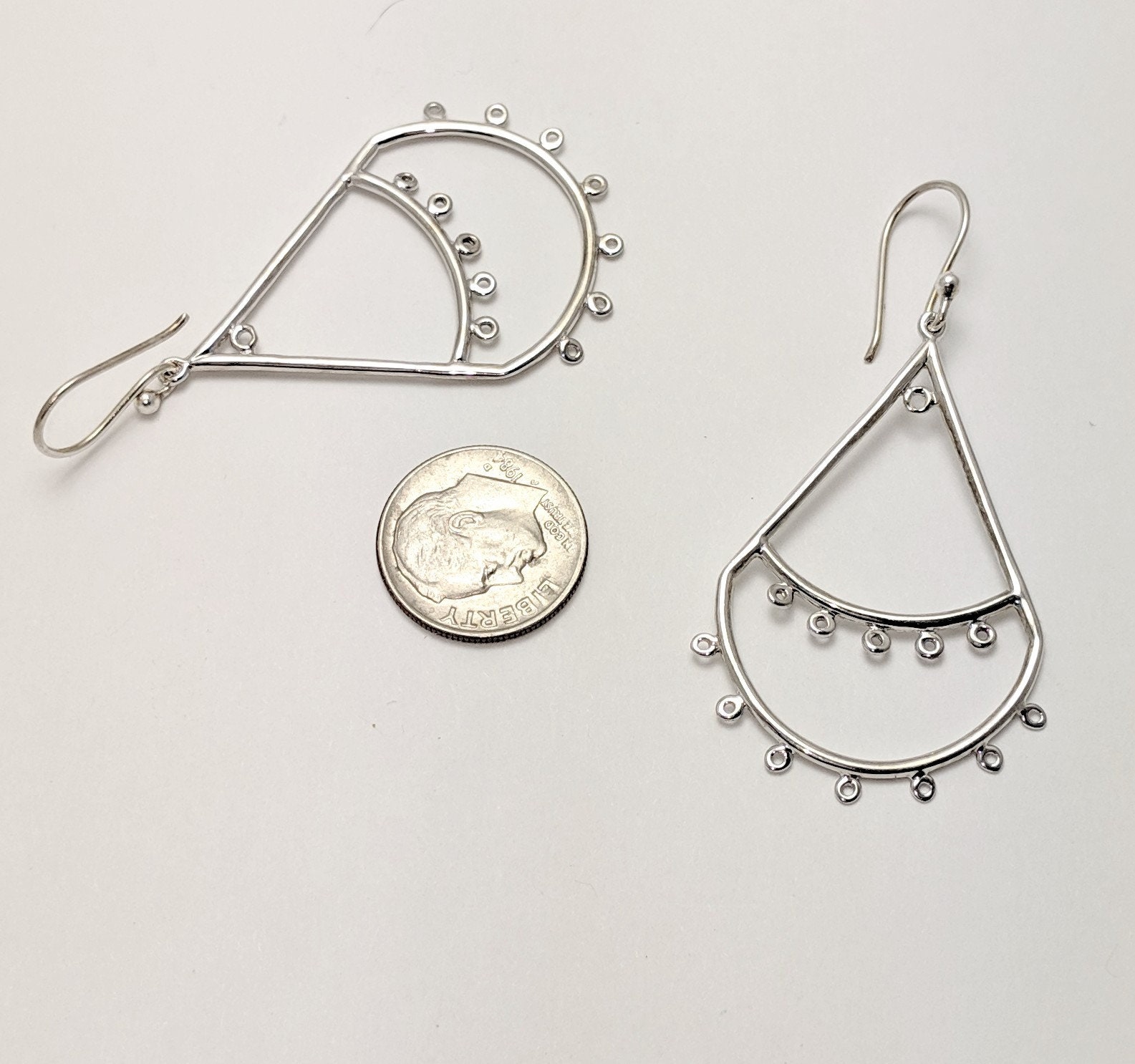 925 Sterling Silver Hook Earrings With Chandelier Drop Components, 13  Rings, Wholesale Jewelry Supplies, DIY 