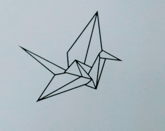 Hippe muursticker origami kraanvogel