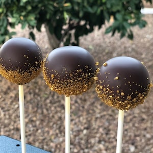 Gold Cake Pops Chocolate Cake Pops Party Cake Pops Gold Party Favors Gold Wedding Favors Gold Desserts and Party Favors Cake Bites