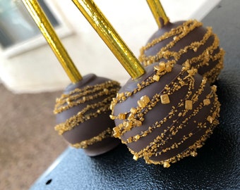 Gold Cake Pops Baby Shower Cake Pops Wedding Cake Pops Chocolate Cake Pops Birthday Cake Pops Gold Party Favors Gold Wedding Favors