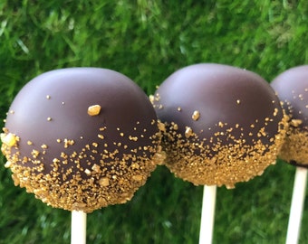 Gold Cake Pops Father's Day Cake Pops Chocolate Cake Pops Party Cake Pops Gold Party Favors Gold Wedding Favors