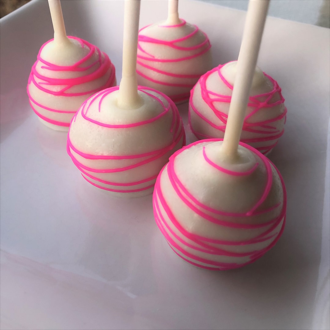 Hot Pink Cake Pops, Pink Cake Pops, Hot Pink Party Favors, Pink Wedding