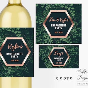 Tropical Gift Tags TEMPLATE, Geometric Favour Tags EDITABLE Hen Party ...
