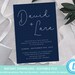 Navy Wedding Invitation Template EDITABLE, Modern Wedding Invite PRINTABLE, Elegant Engagement ...
