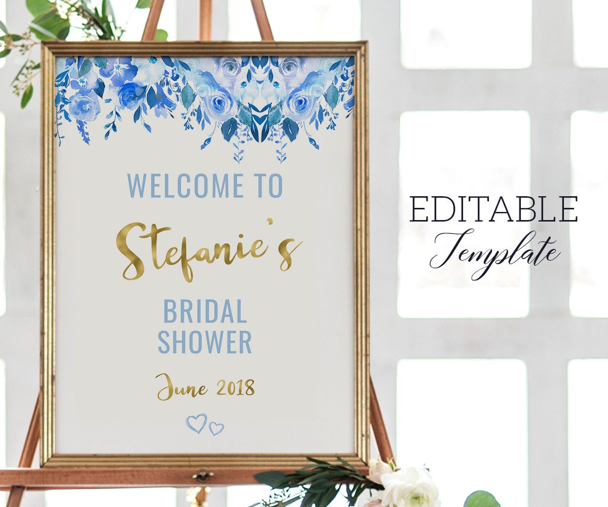 Blue Floral Bridal Shower Printables TEMPLATES Invitation - Etsy Australia