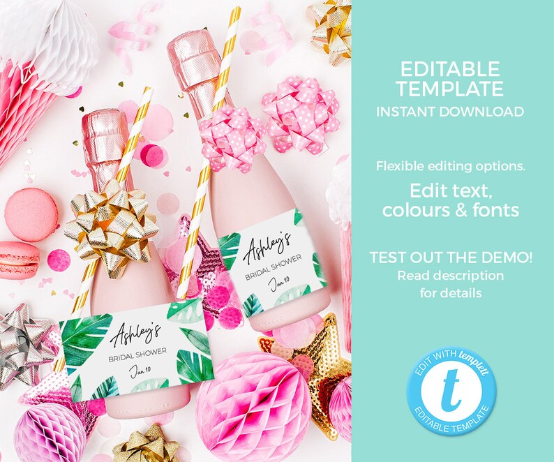 Tropical Engagement Photo Frame EDITABLE Template, Engagement Party