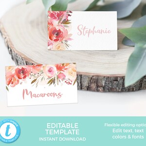 Menu Floral rose modèle modifiable, modèle de menu blush mariage, imprimable, fiançailles menu carte placecard, douche nuptiale, poule Bachelorette image 6