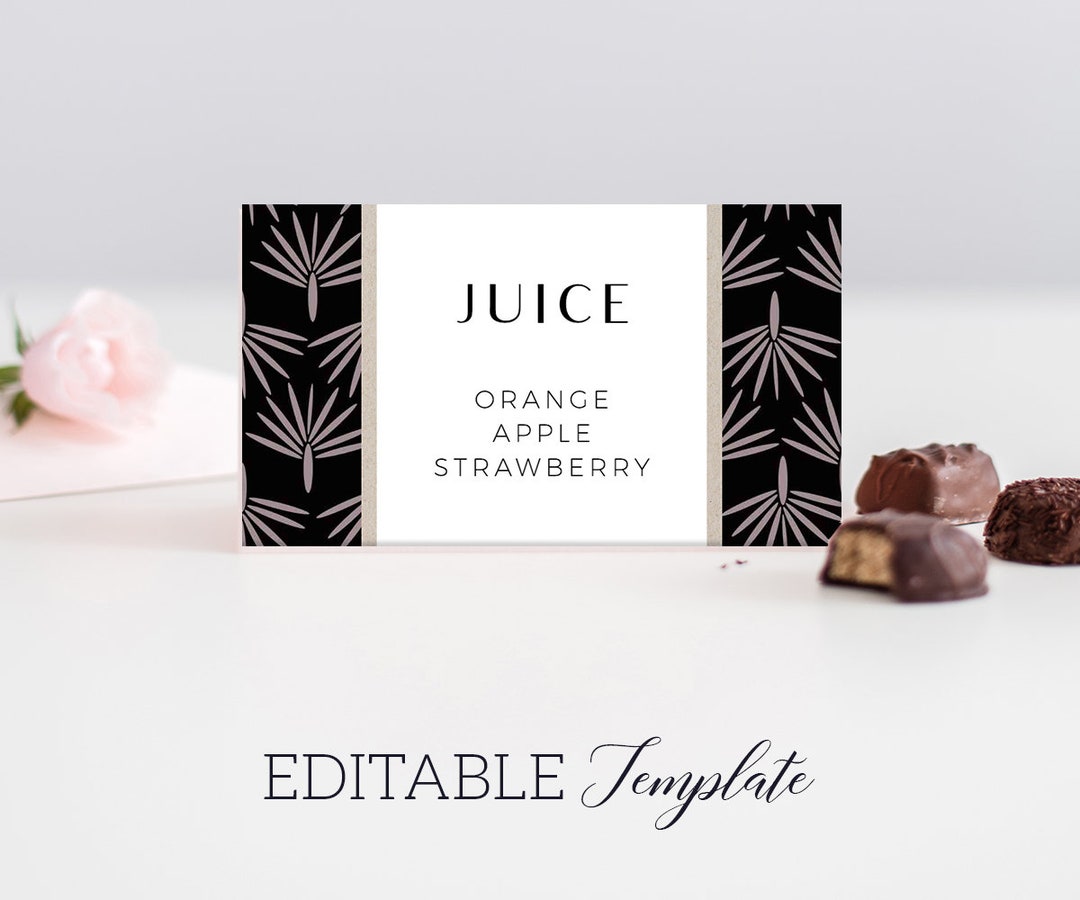 Gatsby Place Cards Template, EDITABLE Glam Theme Name Cards Printable ...