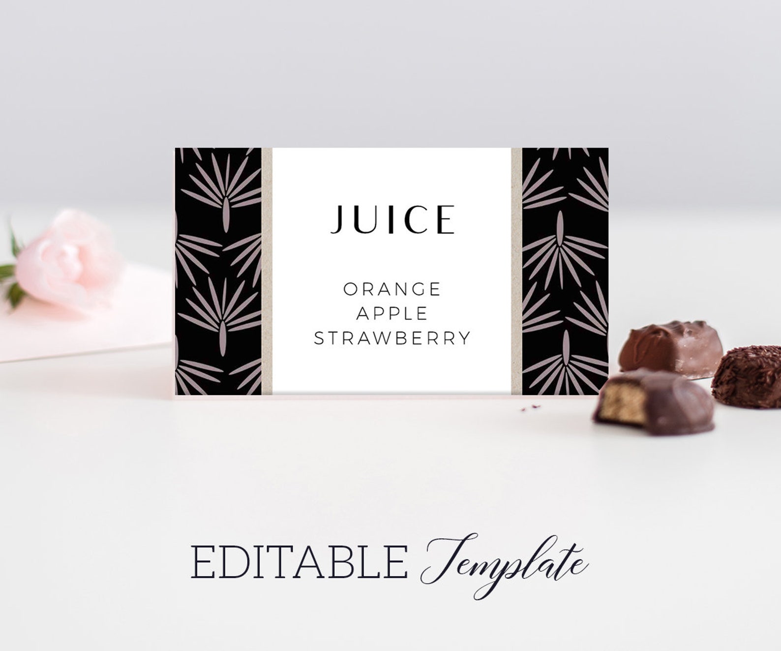 Gatsby Place Cards Template, EDITABLE Glam Theme Name Cards Printable ...