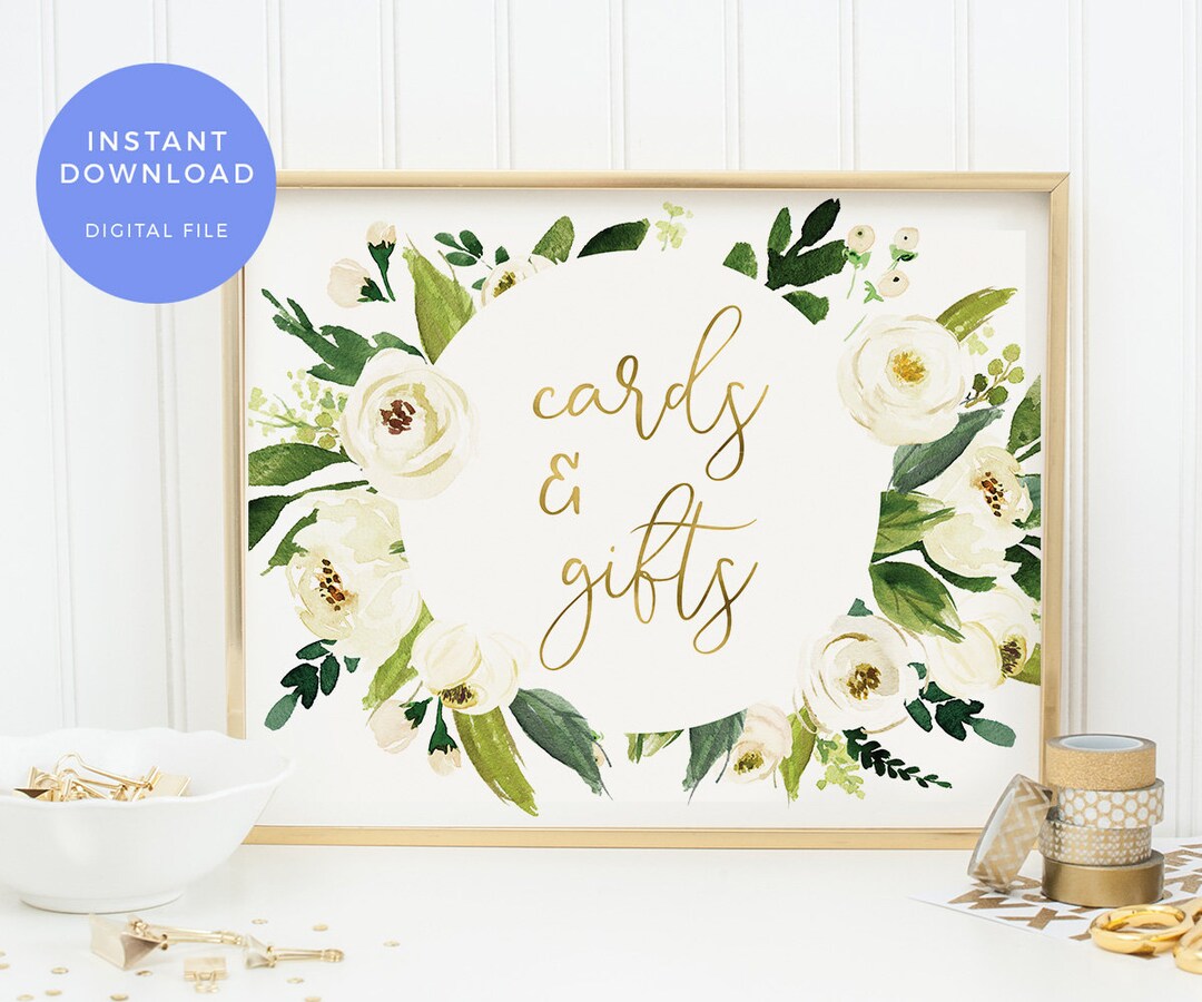 Greenery Cards and Gifts Sign PRINTABLE. Elegant Wedding Sign INSTANT ...