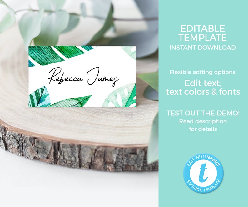 Tropical Wedding Decorations TEMPLATES, Greenery Invitations EDITABLE, Wedding Suite, Wedding stationery set Wedding invites, details, RSVP image 8