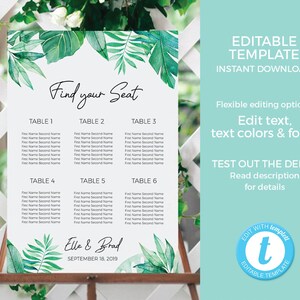 Tropical Wedding Decorations TEMPLATES, Greenery Invitations EDITABLE, Wedding Suite, Wedding stationery set Wedding invites, details, RSVP image 9