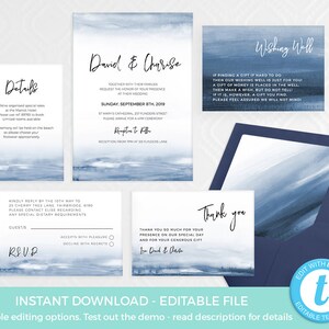 Elegant Place Cards Template, EDITABLE Beach Theme Name Cards Printable ...