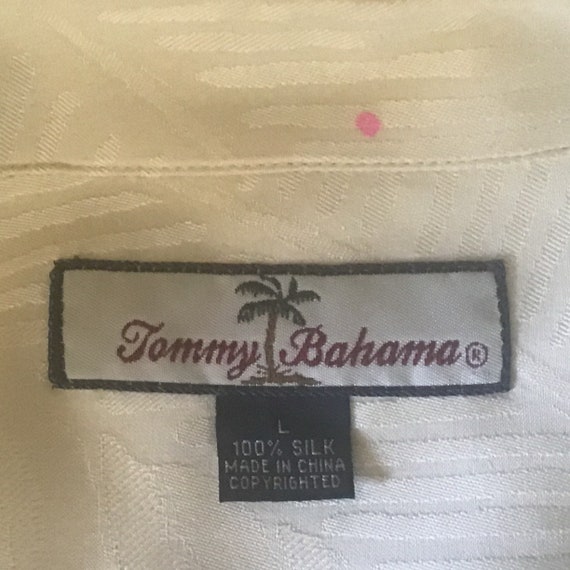 Large Tommy Bahama Solid Yellow Embossed Silk Haw… - image 3