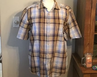Large Tommy Bahama Plaid Hawaiian Camp Shirt