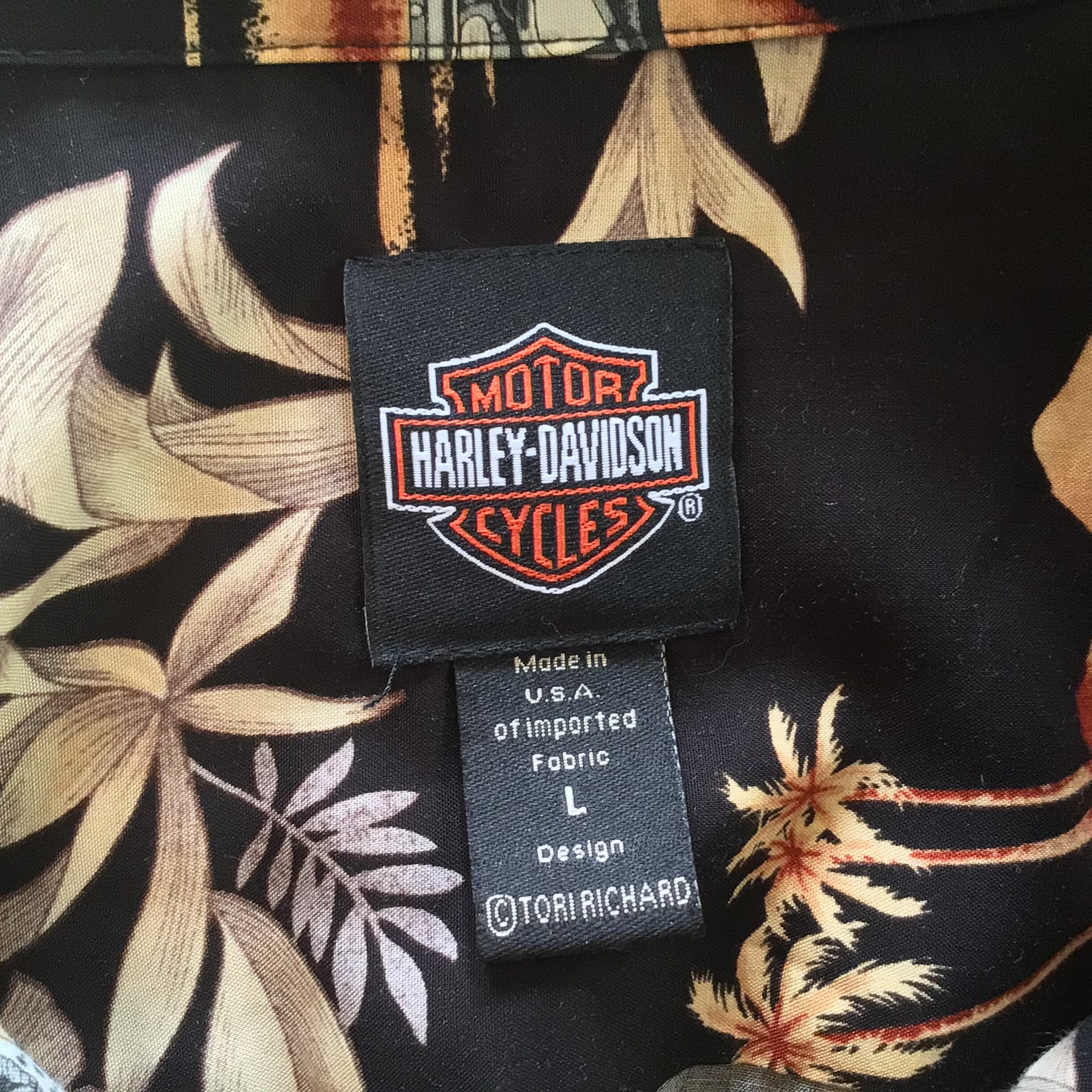 Large Tori Richard Harley Davidson All Viscose Hawaiian Aloha