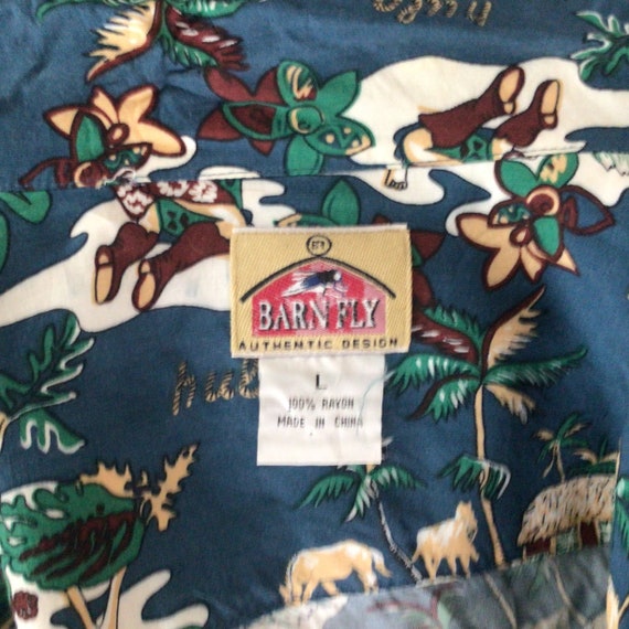 Large Rayon Barn Fly Hawaiian Aloha Shirt with Te… - image 3